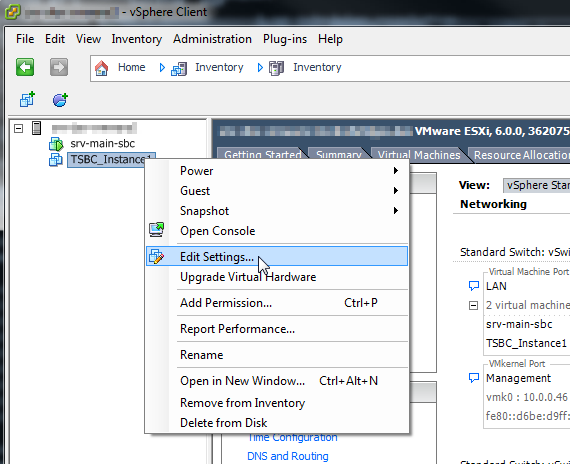 vmware settings