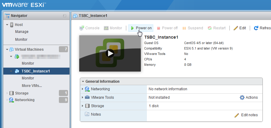 vmware web poweron