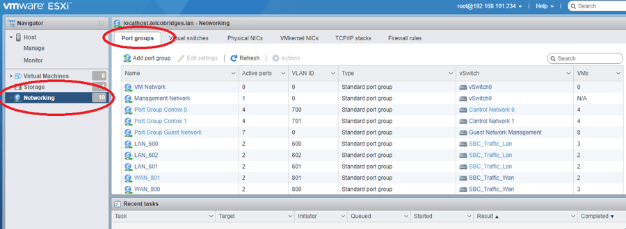 VMware Networking port group