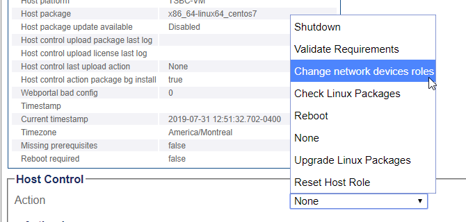 Host action snapshot network