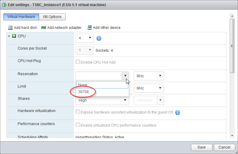 vmware web total mhz