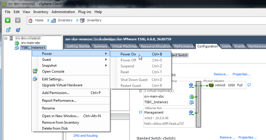 vmware poweron