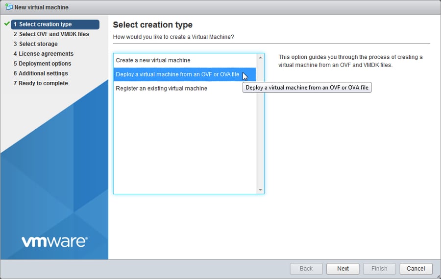 vmware web select type