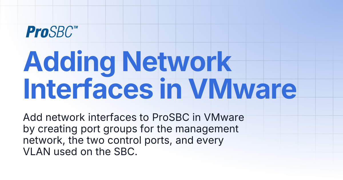 Adding Network Interfaces in VMware | ProSBC Documentation