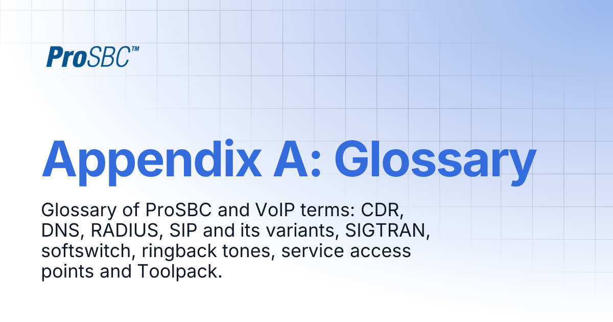 Appendix A: Glossary | ProSBC Documentation