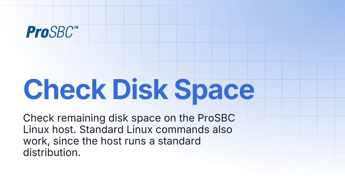 Check Disk Space | ProSBC Documentation